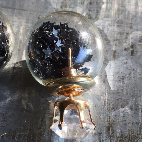 Black Star Confetti Double Stud Earrings - Picture 3 of 5